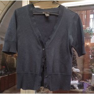 Vintage New York Co. Womens Deep-V Button Short Sweater M Black
